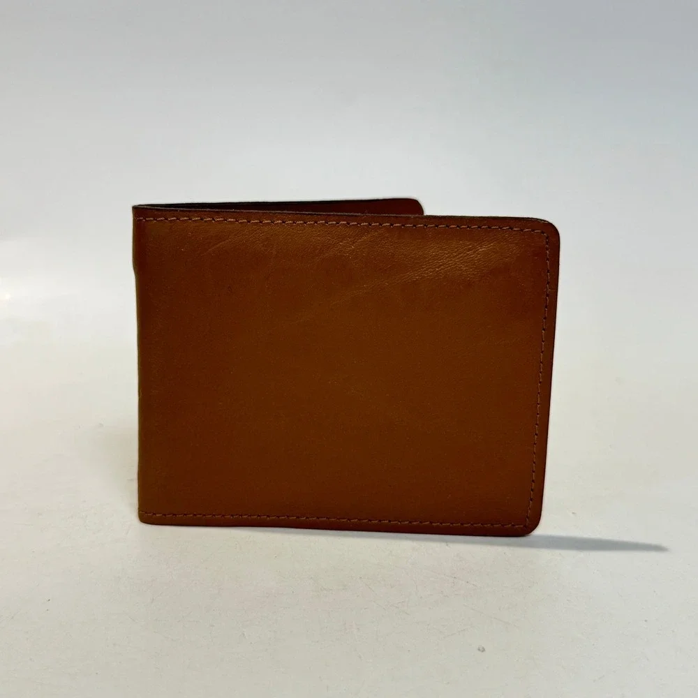 Vintage 90s Genuine‎ Brown Leather Bi-Fold Wallet Made in Brazil Marlboro Miles